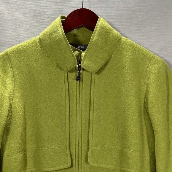 Per Se Jacket Womens 2 Green Wool Pockets Full Zip Mock Neck Collar - Picture 2 of 7
